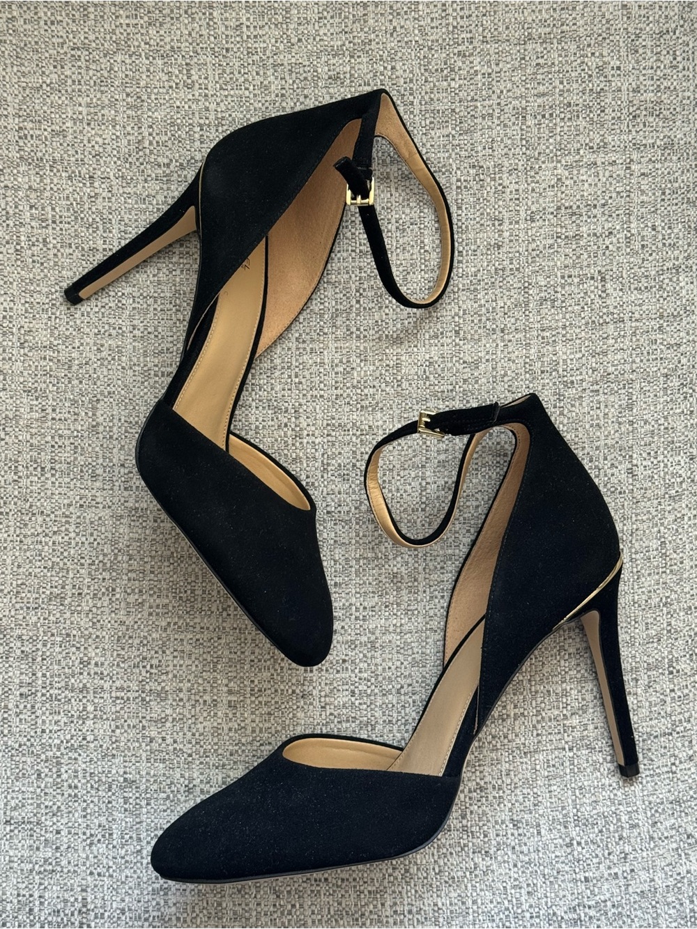 Michael Kors Black Suede Pointed-Toe Ankle Strap Heels - Picture 3 of 4